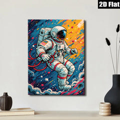 2D flat 1pc Astronaut explores vibrant cosmos galactic wall art for bedroom living room home decor modern farmhouse style