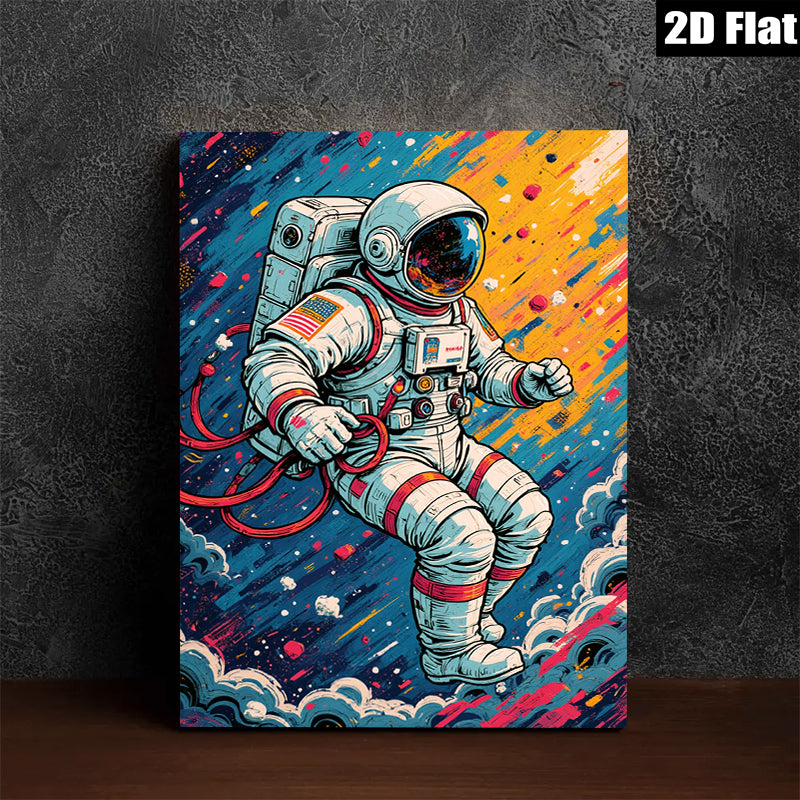 2D flat 1pc Astronaut explores vibrant cosmos galactic wall art for bedroom living room home decor modern farmhouse style