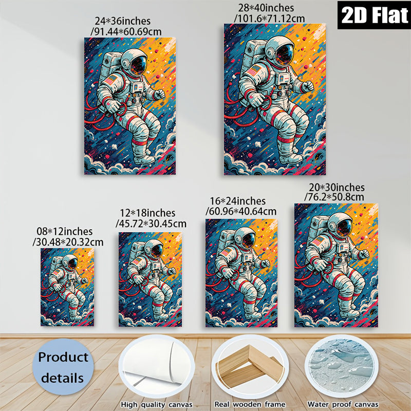 2D flat 1pc Astronaut explores vibrant cosmos galactic wall art for bedroom living room home decor modern farmhouse style