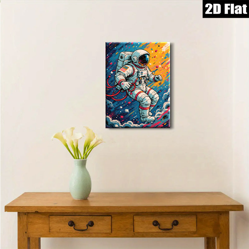 2D flat 1pc Astronaut explores vibrant cosmos galactic wall art for bedroom living room home decor modern farmhouse style