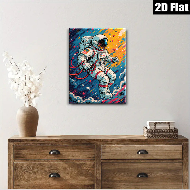 2D flat 1pc Astronaut explores vibrant cosmos galactic wall art for bedroom living room home decor modern farmhouse style
