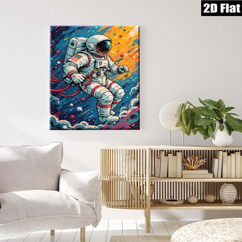 2D flat 1pc Astronaut explores vibrant cosmos galactic wall art for bedroom living room home decor modern farmhouse style