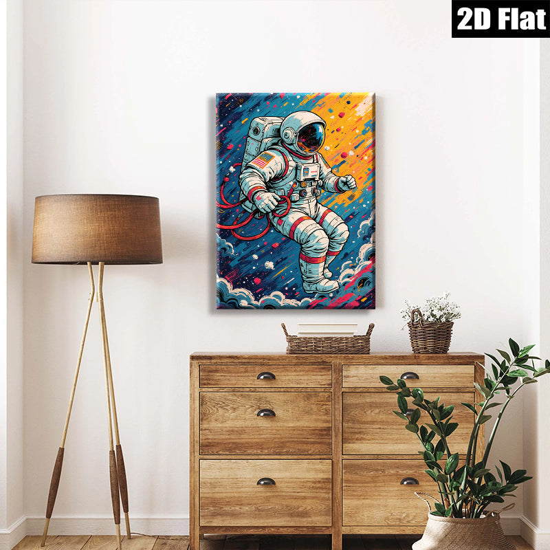 2D flat 1pc Astronaut explores vibrant cosmos galactic wall art for bedroom living room home decor modern farmhouse style