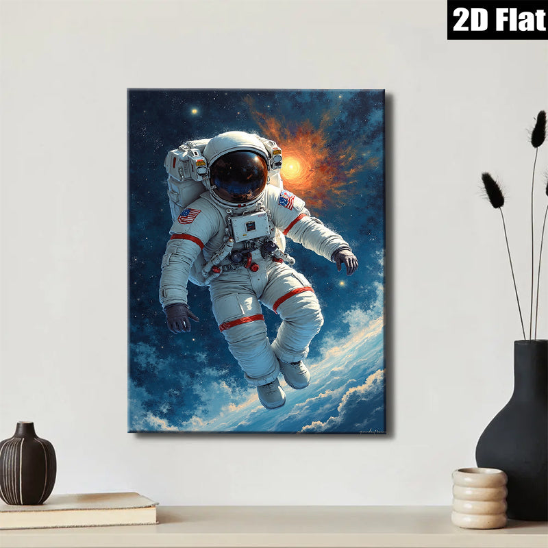 2D flat 1pc Astronaut in Space Exploration Vivid Wall Art Decor for Living Room Bedroom Office Modern Canvas Prints Inspirational Home Decorations