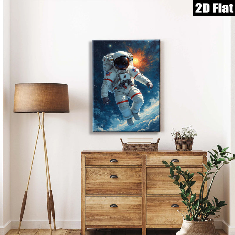 2D flat 1pc Astronaut in Space Exploration Vivid Wall Art Decor for Living Room Bedroom Office Modern Canvas Prints Inspirational Home Decorations