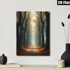 2D flat 1pc Autumn Forest Path Scenic Landscape Wall Art for Living Room Bedroom Home Decor Modern Farmhouse Style Gallery Wrapped Canvas Prints
