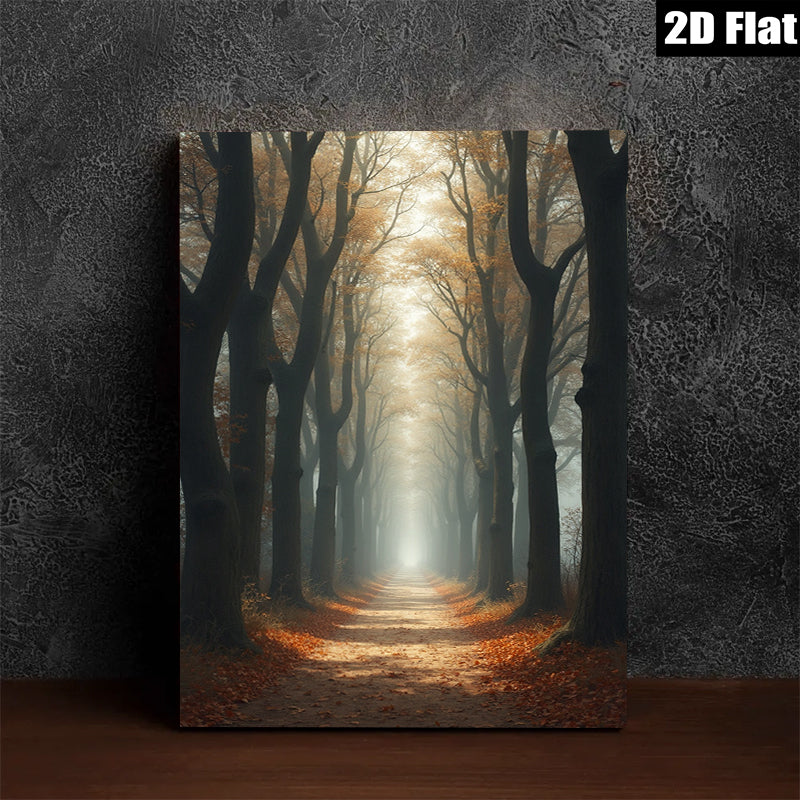 2D flat 1pc Autumn Forest Path Scenic Landscape Wall Art for Living Room Bedroom Home Decor Modern Farmhouse Style Gallery Wrapped Canvas Prints