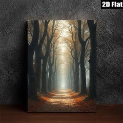 2D flat 1pc Autumn Forest Path Scenic Landscape Wall Art for Living Room Bedroom Home Decor Modern Farmhouse Style Gallery Wrapped Canvas Prints