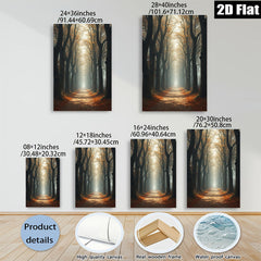 2D flat 1pc Autumn Forest Path Scenic Landscape Wall Art for Living Room Bedroom Home Decor Modern Farmhouse Style Gallery Wrapped Canvas Prints