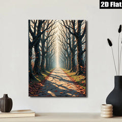 2D flat 1pc Autumn Forest Path Sunlight Streaming Cozy Living Room Bedroom Wall Decor Modern Farmhouse Rustic Gallery Wrapped Canvas Prints