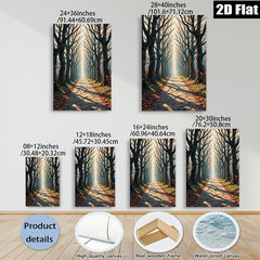 2D flat 1pc Autumn Forest Path Sunlight Streaming Cozy Living Room Bedroom Wall Decor Modern Farmhouse Rustic Gallery Wrapped Canvas Prints