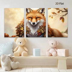 2D flat 1pc Autumn Fox Portrait Wildlife Art Canvas Wall Decor Living Room Bedroom Gallery Wrapped Modern Farmhouse Style Cozy Home Décor