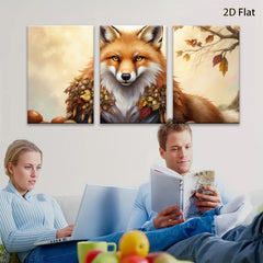 2D flat 1pc Autumn Fox Portrait Wildlife Art Canvas Wall Decor Living Room Bedroom Gallery Wrapped Modern Farmhouse Style Cozy Home Décor