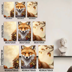 2D flat 1pc Autumn Fox Portrait Wildlife Art Canvas Wall Decor Living Room Bedroom Gallery Wrapped Modern Farmhouse Style Cozy Home Décor