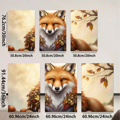 2D flat 1pc Autumn Fox Portrait Wildlife Art Canvas Wall Decor Living Room Bedroom Gallery Wrapped Modern Farmhouse Style Cozy Home Décor