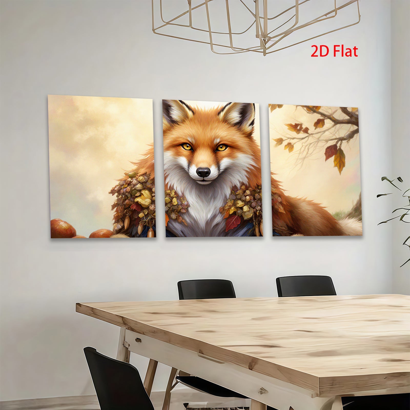 2D flat 1pc Autumn Fox Portrait Wildlife Art Canvas Wall Decor Living Room Bedroom Gallery Wrapped Modern Farmhouse Style Cozy Home Décor