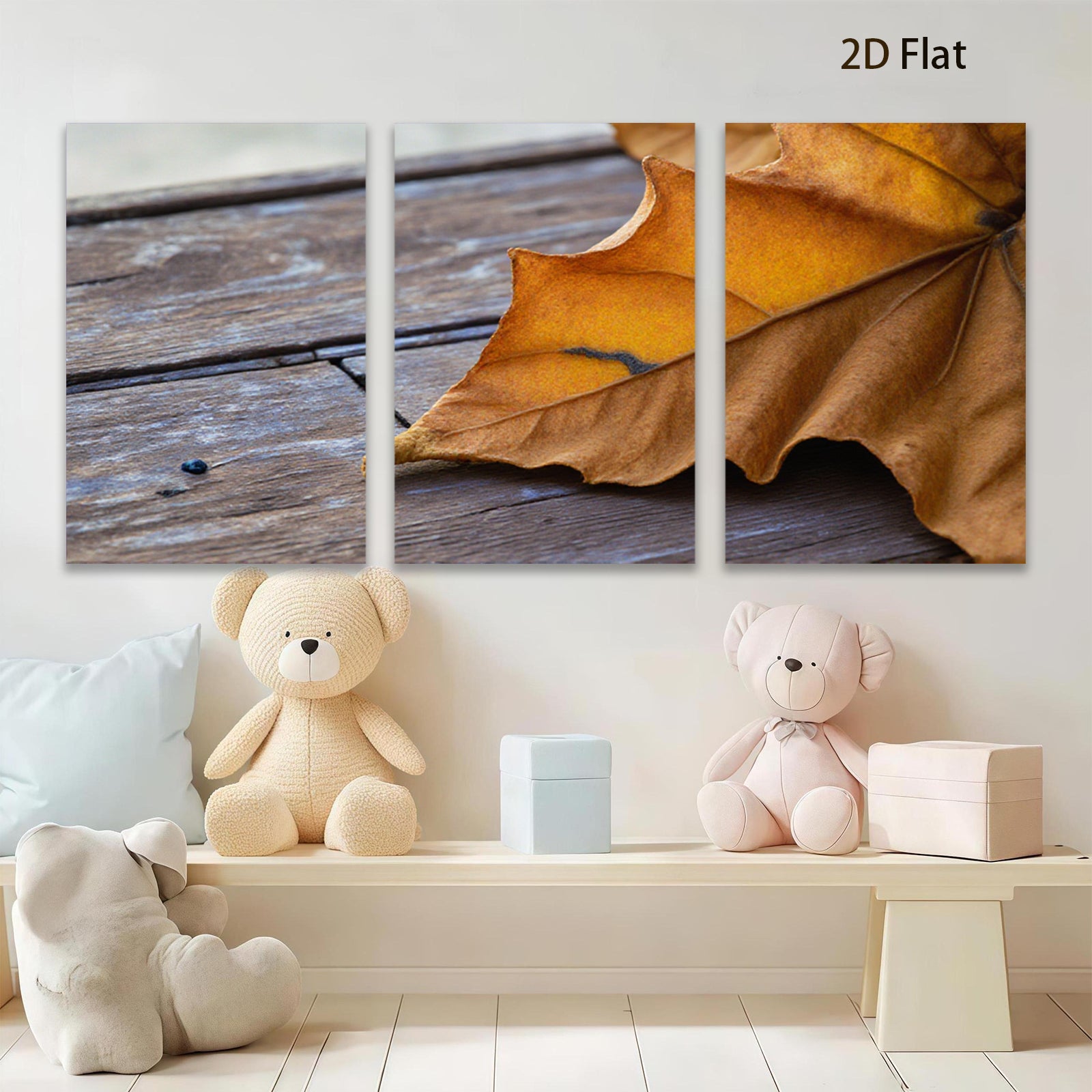 2D flat 1pc Autumn Maple Leaf Rustic Wood Grain Farmhouse Wall Decor Living Room Bedroom Gallery Wrapped Canvas Prints Modern Minimalist Artwork