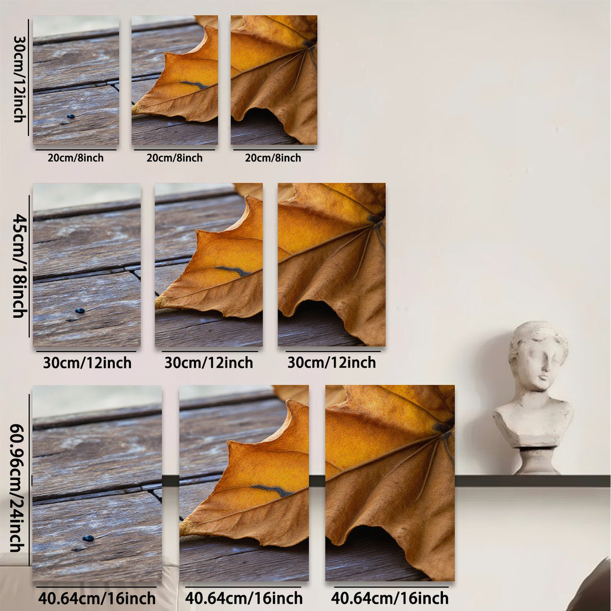 2D flat 1pc Autumn Maple Leaf Rustic Wood Grain Farmhouse Wall Decor Living Room Bedroom Gallery Wrapped Canvas Prints Modern Minimalist Artwork