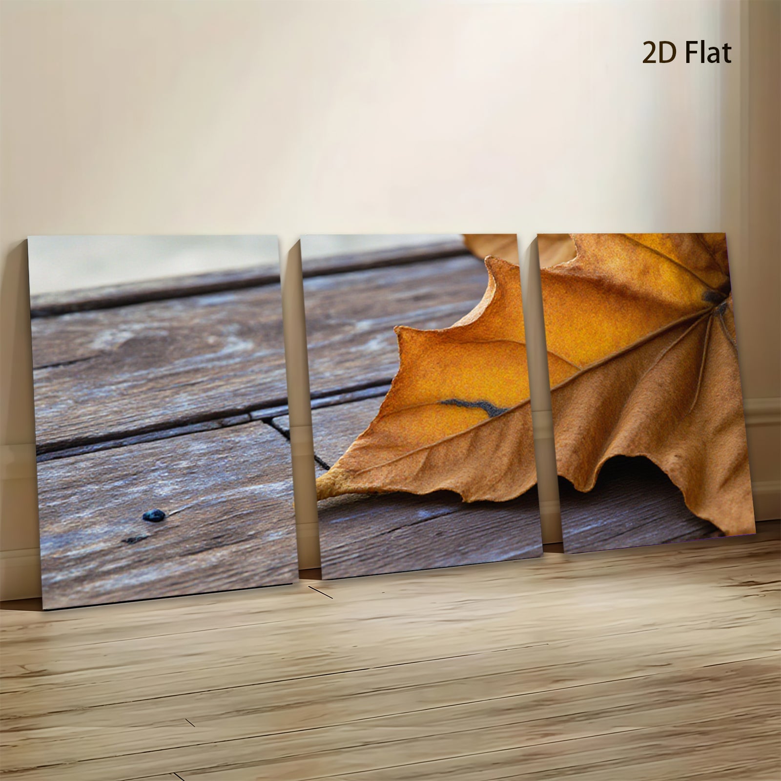 2D flat 1pc Autumn Maple Leaf Rustic Wood Grain Farmhouse Wall Decor Living Room Bedroom Gallery Wrapped Canvas Prints Modern Minimalist Artwork