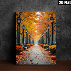 2D flat 1pc Autumn Pathway Golden Hues Fall Season Living Room Bedroom Gallery Wall Art Modern Farmhouse Decor Thanksgiving Gifts