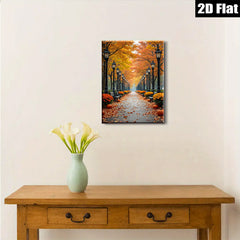 2D flat 1pc Autumn Pathway Golden Hues Fall Season Living Room Bedroom Gallery Wall Art Modern Farmhouse Decor Thanksgiving Gifts
