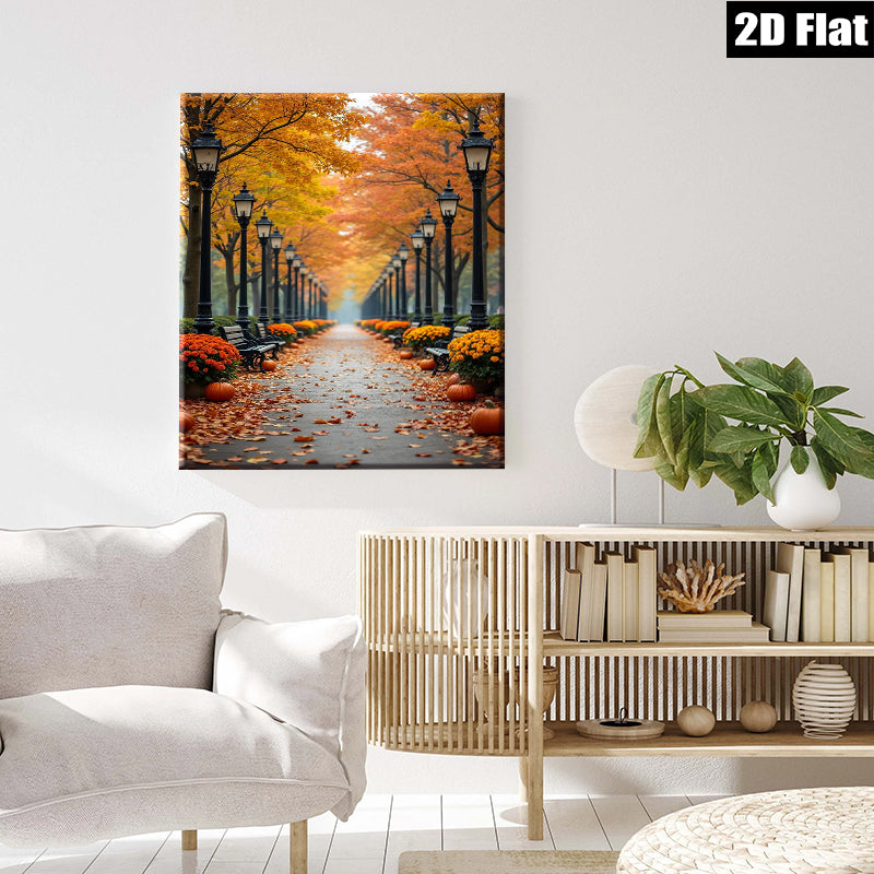 2D flat 1pc Autumn Pathway Golden Hues Fall Season Living Room Bedroom Gallery Wall Art Modern Farmhouse Decor Thanksgiving Gifts