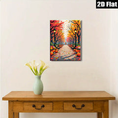 2D flat 1pc Autumn Pathway Scenic Fall Foliage Landscape Wall Decor for Living Room Bedroom Gallery Wrapped Canvas Prints Modern Farmhouse Style Thanksgiving Decor