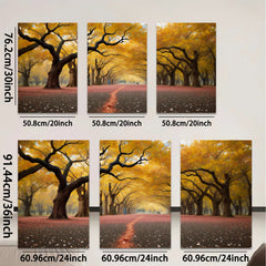 2D flat 1pc Autumn Road Golden Leaves Scenic Wall Art for Living Room Bedroom Home Decor Farmhouse Rustic Gallery Wrapped Canvas Prints