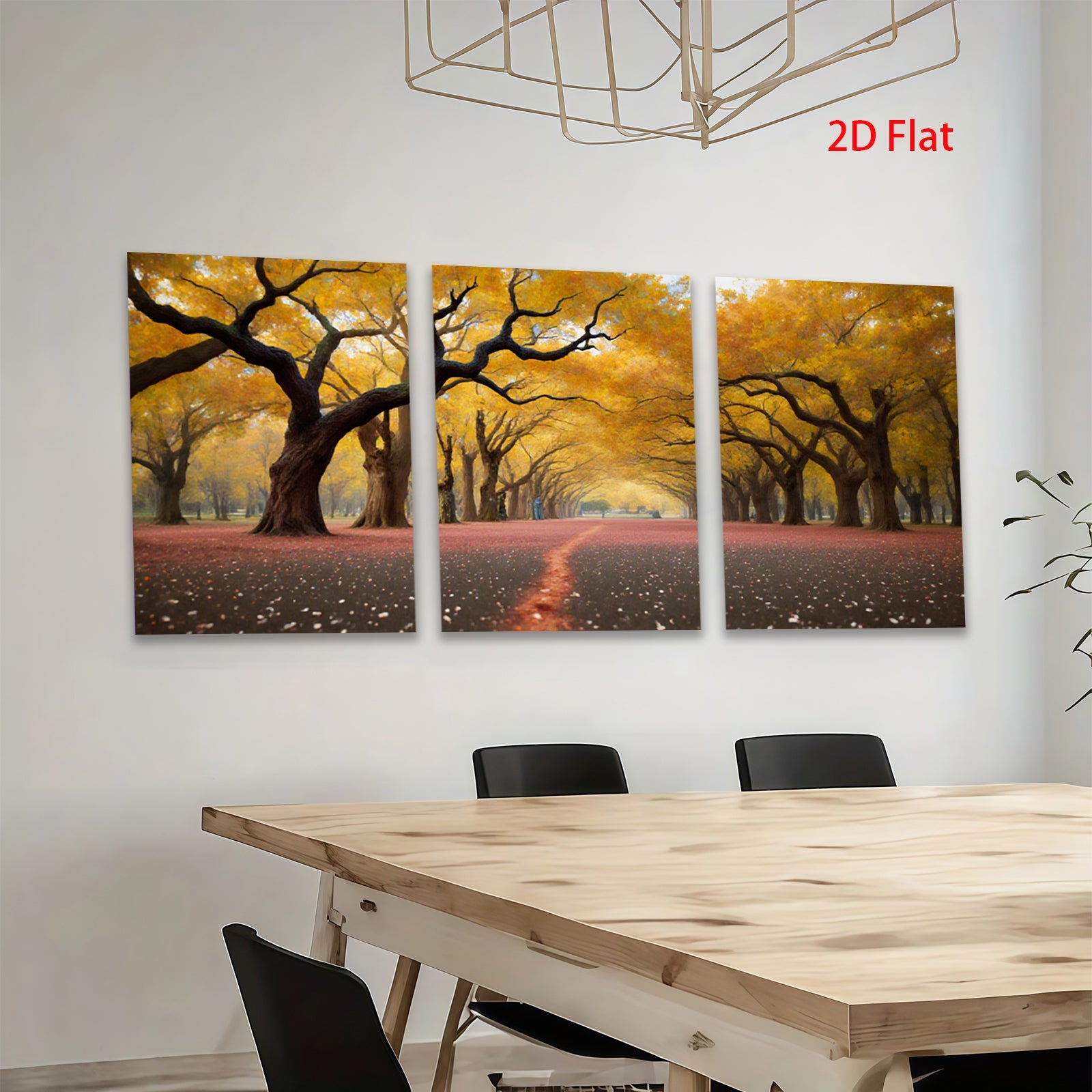 2D flat 1pc Autumn Road Golden Leaves Scenic Wall Art for Living Room Bedroom Home Decor Farmhouse Rustic Gallery Wrapped Canvas Prints