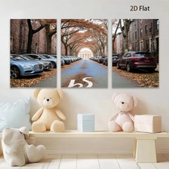 2D flat 1pc Autumn Street Luxury Cars Cityscape Wall Decor Living Room Bedroom Modern Farmhouse Gallery Wrapped Canvas Prints Home Office Art