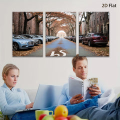 2D flat 1pc Autumn Street Luxury Cars Cityscape Wall Decor Living Room Bedroom Modern Farmhouse Gallery Wrapped Canvas Prints Home Office Art