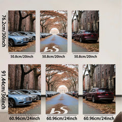 2D flat 1pc Autumn Street Luxury Cars Cityscape Wall Decor Living Room Bedroom Modern Farmhouse Gallery Wrapped Canvas Prints Home Office Art