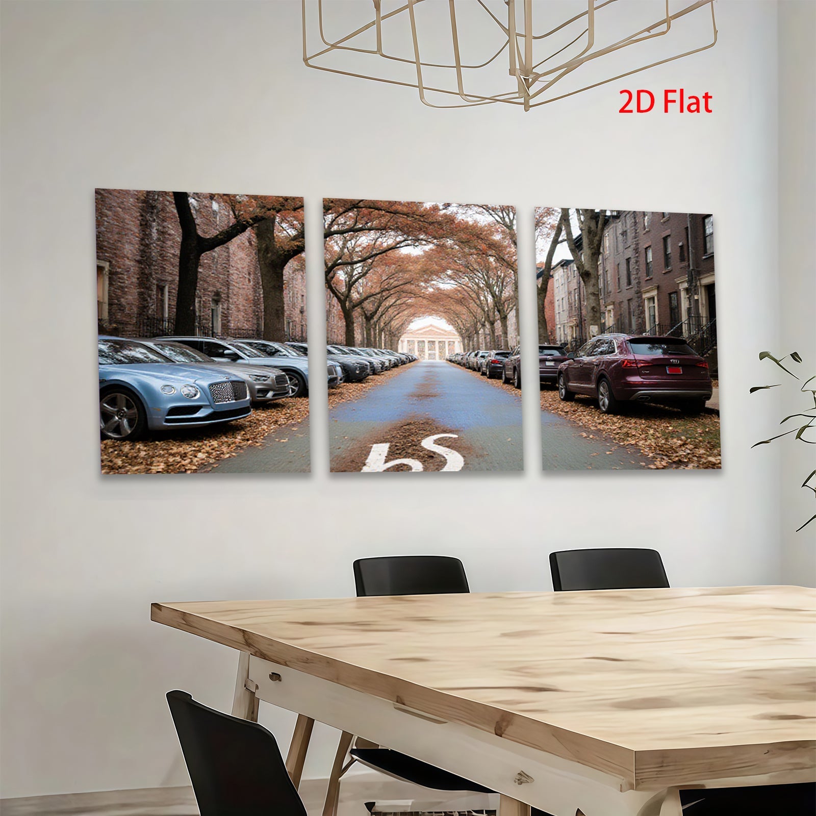 2D flat 1pc Autumn Street Luxury Cars Cityscape Wall Decor Living Room Bedroom Modern Farmhouse Gallery Wrapped Canvas Prints Home Office Art