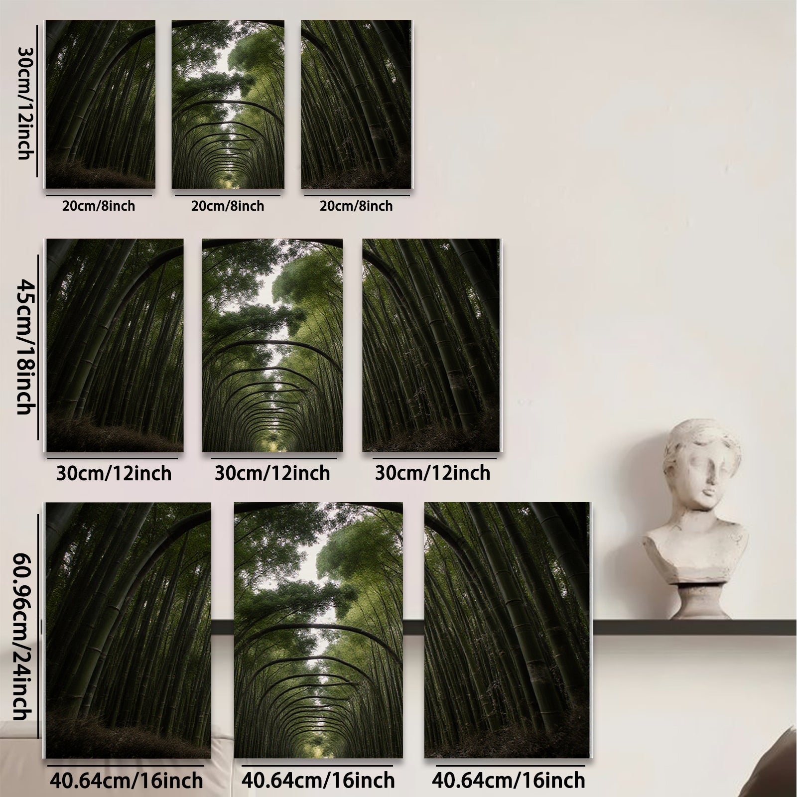 2D flat 1pc Bamboo Forest Path Serene Nature Wall Decor Living Room Bedroom Modern Farmhouse Gallery Wrapped Canvas Prints Teal Green Botanical Art