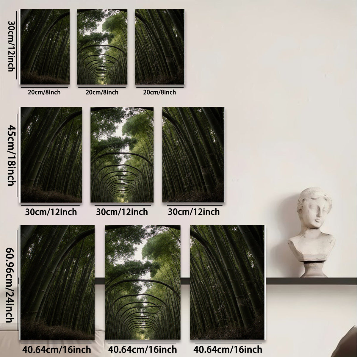 2D flat 1pc Bamboo Forest Path Serene Nature Wall Decor Living Room Bedroom Modern Farmhouse Gallery Wrapped Canvas Prints Teal Green Botanical Art