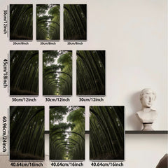 2D flat 1pc Bamboo Forest Path Serene Nature Wall Decor Living Room Bedroom Modern Farmhouse Gallery Wrapped Canvas Prints Teal Green Botanical Art