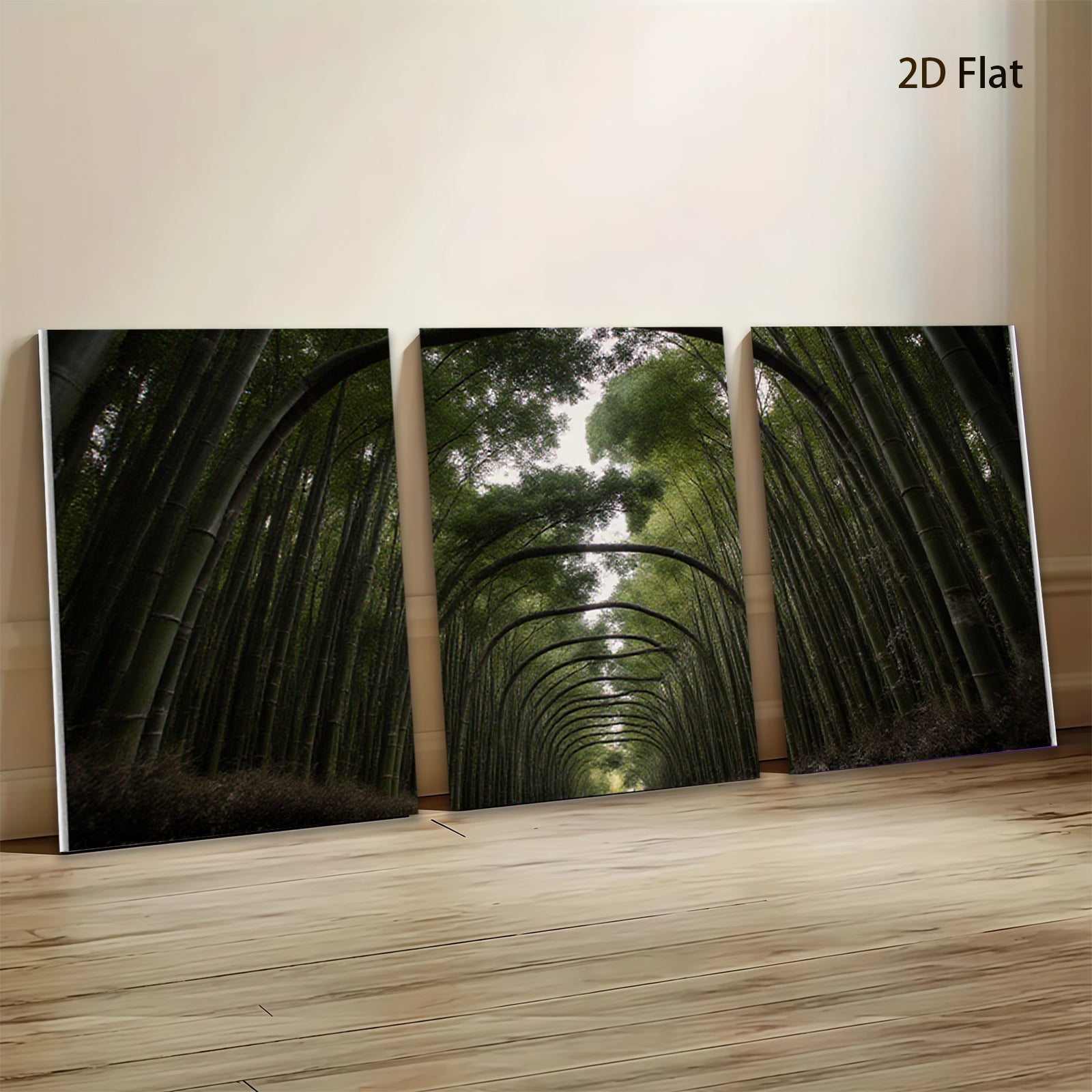2D flat 1pc Bamboo Forest Path Serene Nature Wall Decor Living Room Bedroom Modern Farmhouse Gallery Wrapped Canvas Prints Teal Green Botanical Art