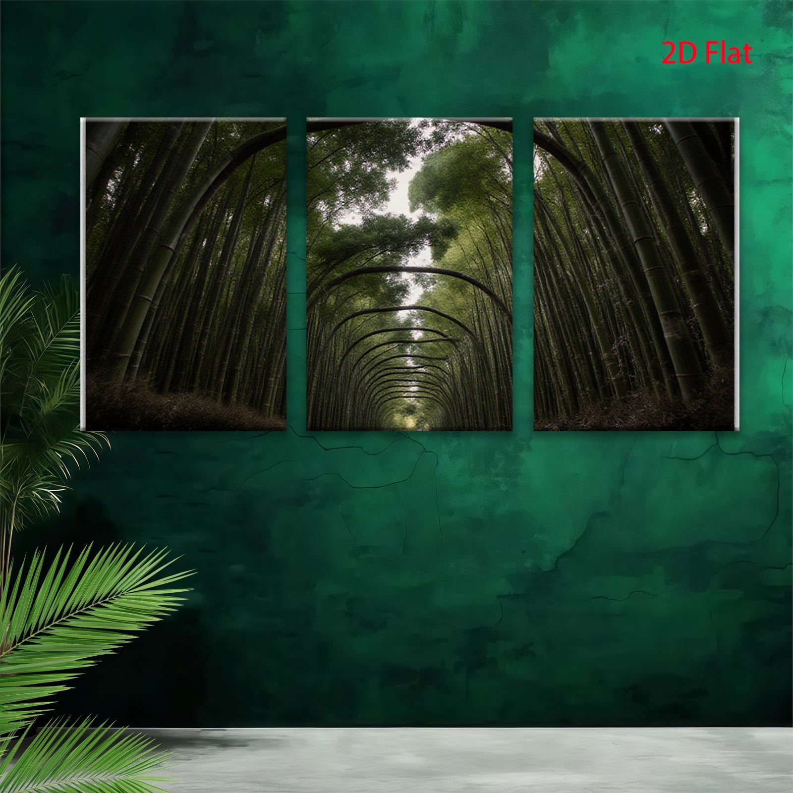 2D flat 1pc Bamboo Forest Path Serene Nature Wall Decor Living Room Bedroom Modern Farmhouse Gallery Wrapped Canvas Prints Teal Green Botanical Art