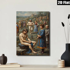 2D flat 1pc Baptism of Christ religious painting wall decor for living room bedroom gallery wrapped canvas prints farmhouse style modern art
