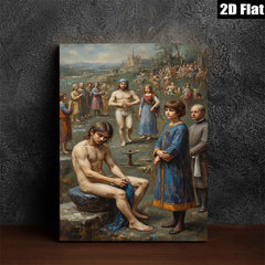2D flat 1pc Baptism of Christ religious painting wall decor for living room bedroom gallery wrapped canvas prints farmhouse style modern art