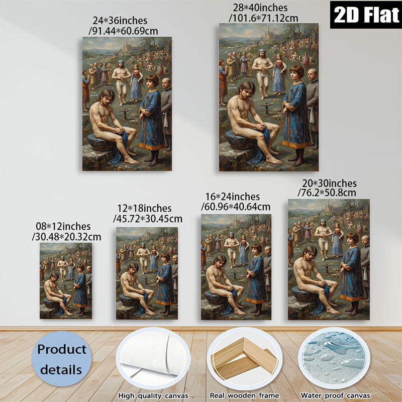 2D flat 1pc Baptism of Christ religious painting wall decor for living room bedroom gallery wrapped canvas prints farmhouse style modern art