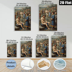 2D flat 1pc Baptism of Christ religious painting wall decor for living room bedroom gallery wrapped canvas prints farmhouse style modern art