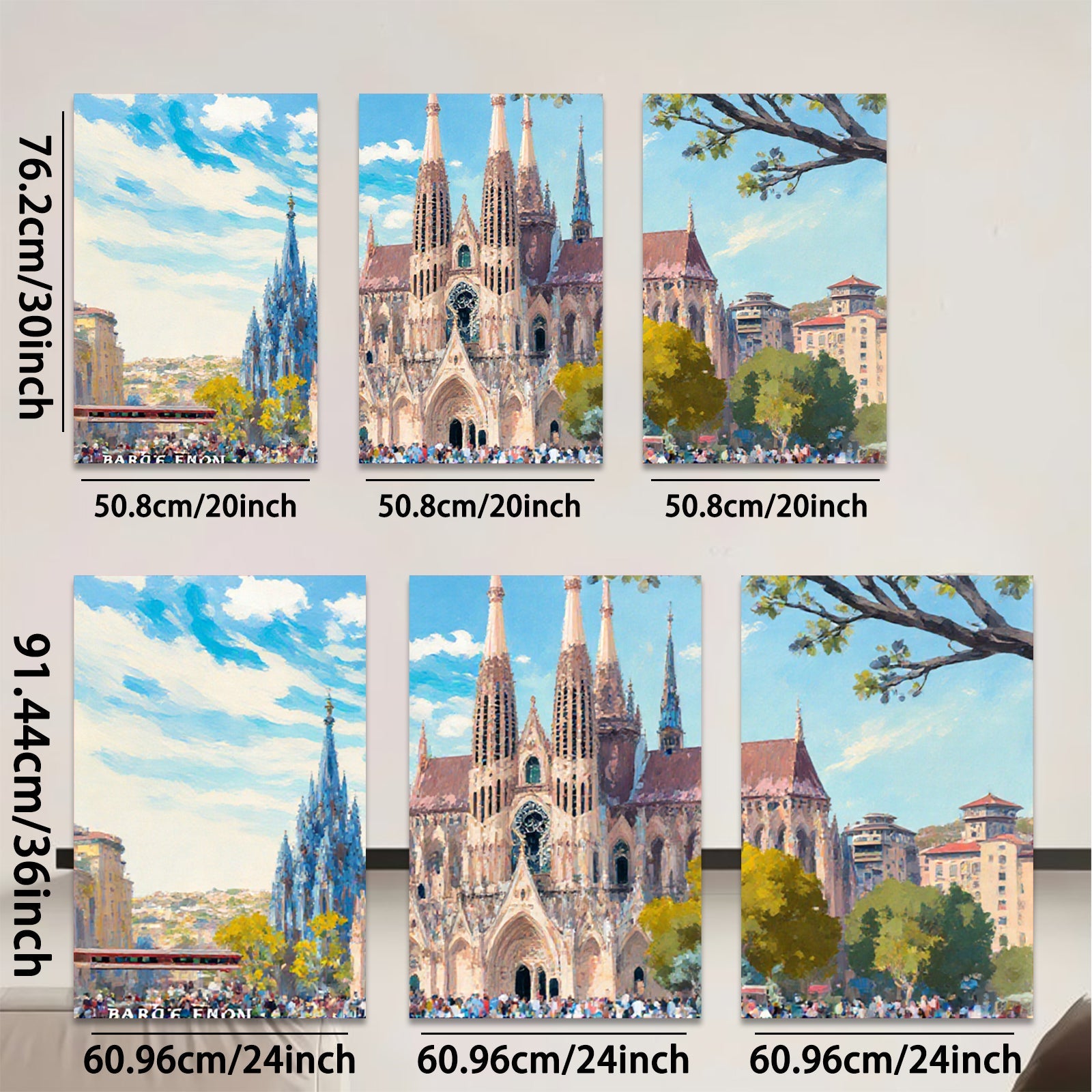 2D flat 1pc Barcelona Cathedral Spain historic architecture wall art decor living room bedroom office modern farmhouse gallery wrapped canvas prints