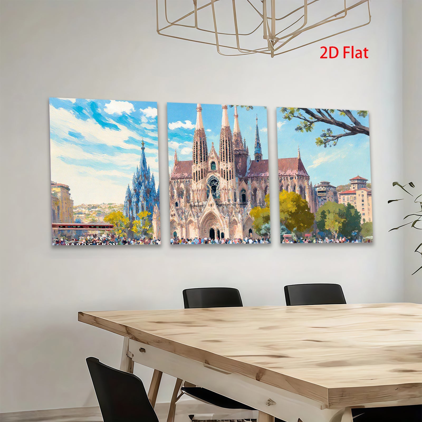 2D flat 1pc Barcelona Cathedral Spain historic architecture wall art decor living room bedroom office modern farmhouse gallery wrapped canvas prints