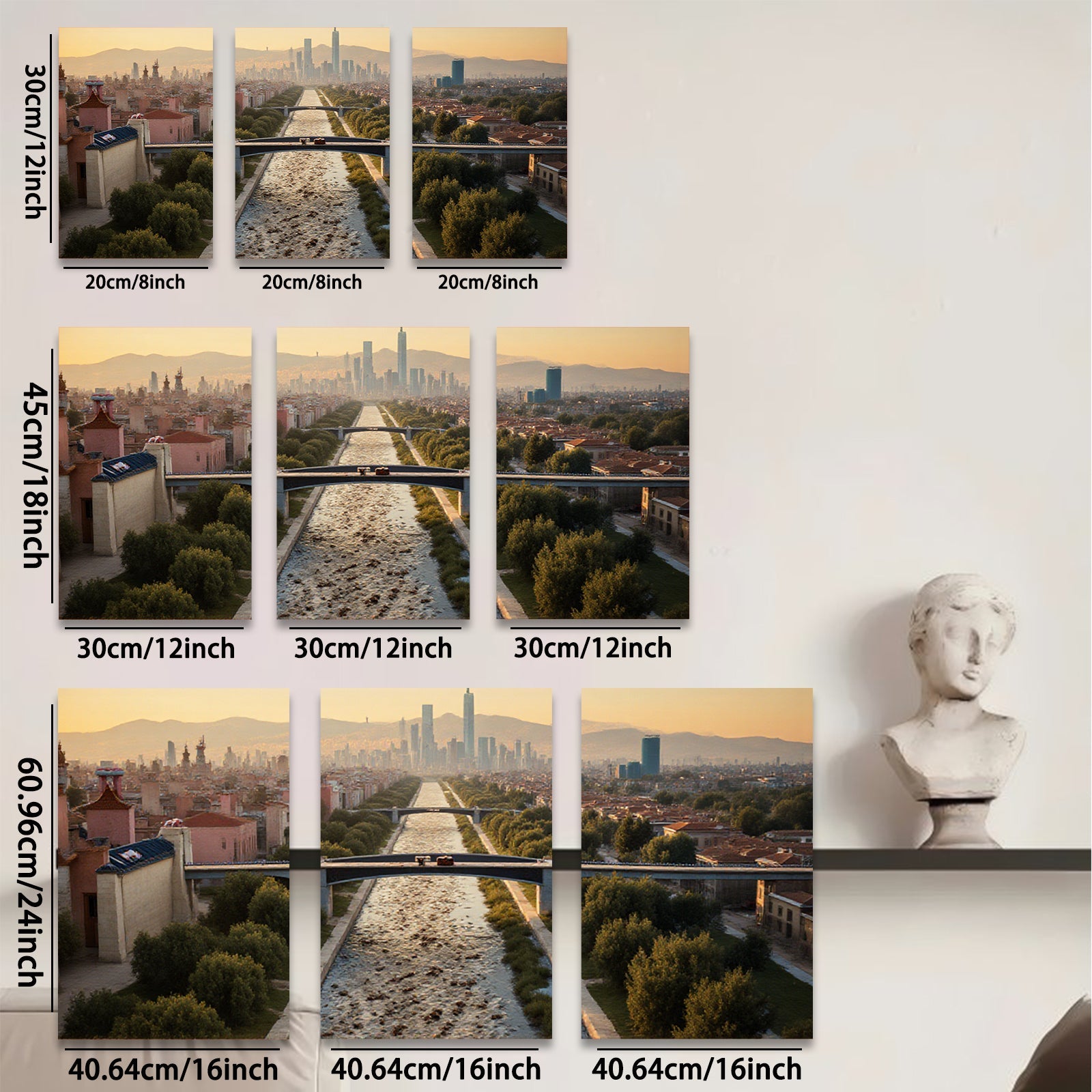 2D flat 1pc Barcelona Cityscape Golden Hour Urban Vista Modern Wall Art Living Room Decor Farmhouse Style Canvas Prints Bedroom Artwork Inspirational Home Decor