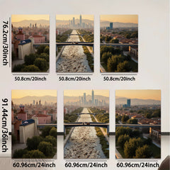 2D flat 1pc Barcelona Cityscape Golden Hour Urban Vista Modern Wall Art Living Room Decor Farmhouse Style Canvas Prints Bedroom Artwork Inspirational Home Decor