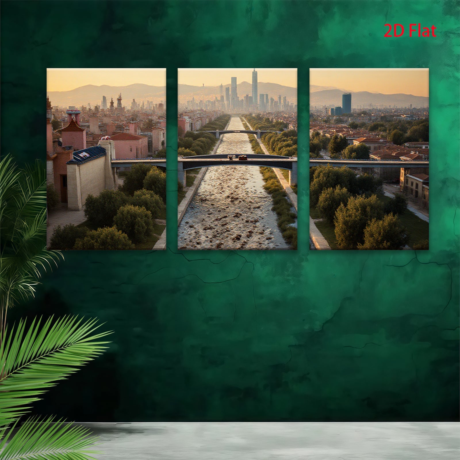 2D flat 1pc Barcelona Cityscape Golden Hour Urban Vista Modern Wall Art Living Room Decor Farmhouse Style Canvas Prints Bedroom Artwork Inspirational Home Decor