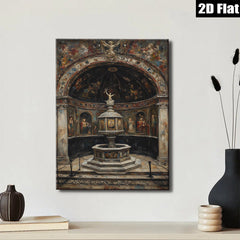 2D flat 1pc Baroque Chapel Fountain Religious Art Gallery Wall Decor Living Room Bedroom Home Office Canvas Print Modern Farmhouse Style
