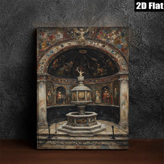 2D flat 1pc Baroque Chapel Fountain Religious Art Gallery Wall Decor Living Room Bedroom Home Office Canvas Print Modern Farmhouse Style
