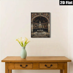 2D flat 1pc Baroque Chapel Fountain Religious Art Gallery Wall Decor Living Room Bedroom Home Office Canvas Print Modern Farmhouse Style
